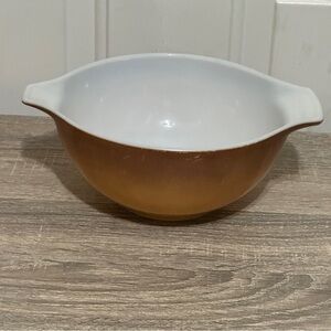 VTG Pyrex Old Orchard Brown Ombré Pattern #442 1.5 Quart Cinderella Mixing Bowl